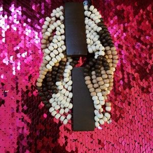 Wooden brown, white, and tan bracelet